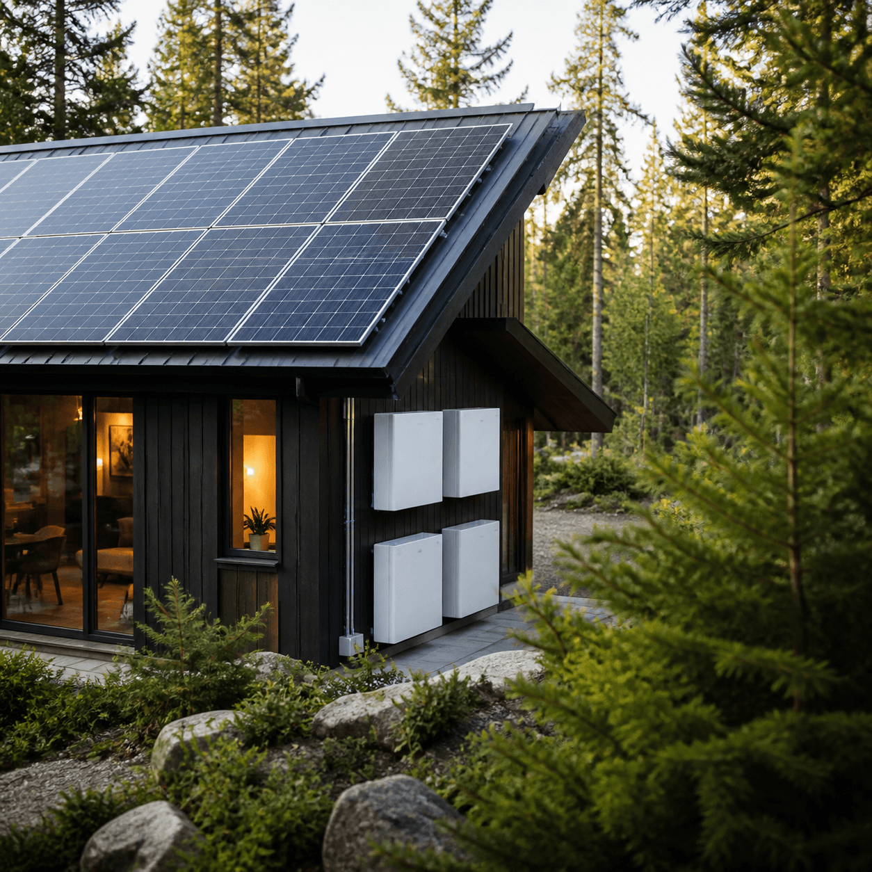 Off-grid solar and battery backup power installation
