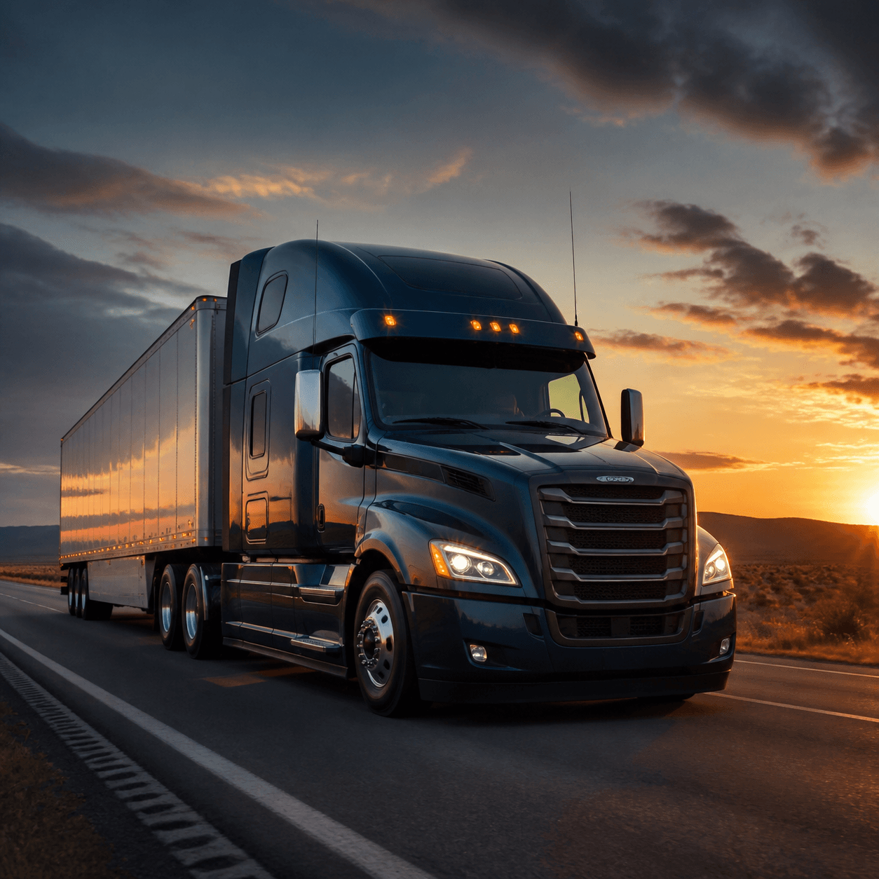 Long-haul truck parked for an auxiliary power application